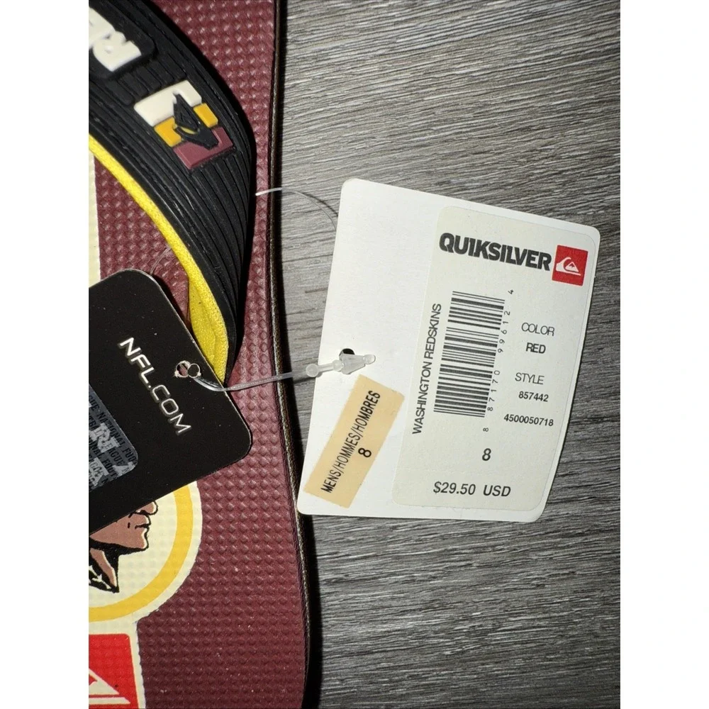 Men's size 8 NFL Washington‎ Redskins Quiksilver flip-flops Commanders Rare